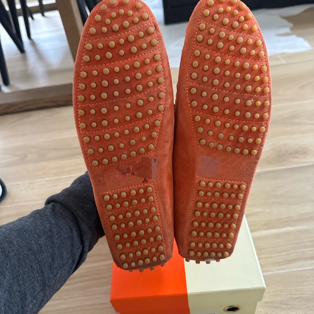 Vibrant Orange Men's Suede Loafers - Picture 7 of 8